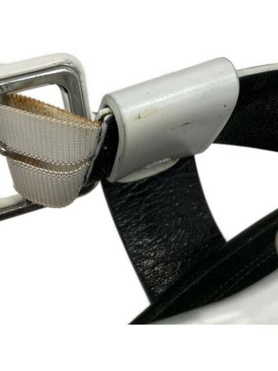 Celine Sandals 38.5 White Black Wedge Sole Leather
